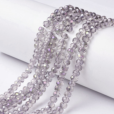 Electroplate Transparent Glass Beads Strands EGLA-A034-T8mm-F12-1