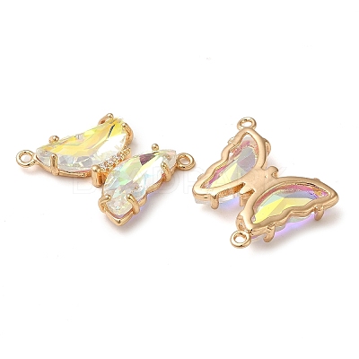 Brass Pave Faceted Glass Connector Charms FIND-Z020-04P-1