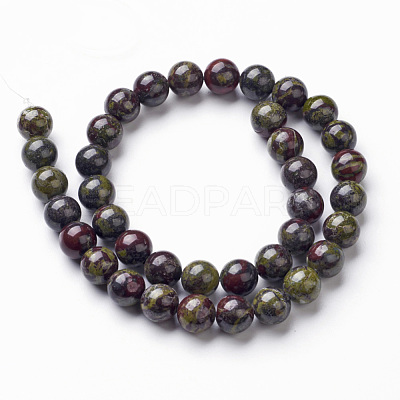 Natural Dragon Blood Jasper Bead Strands X-G-G957-24-10mm-1