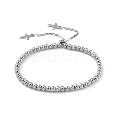 Adjustable 304 & 201 Stainless Steel Slider Bracelets BJEW-JB04544-1
