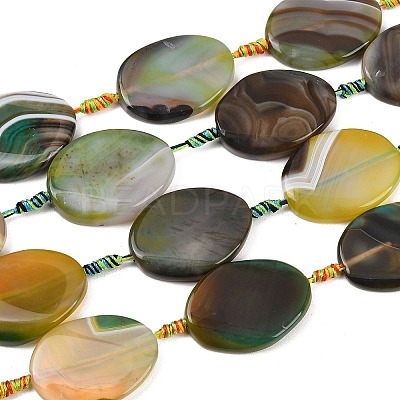 Natural Banded Agate Beads Strands G-P605-L02-04-1
