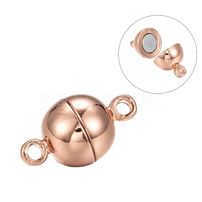 Rack Plating Brass Magnetic Clasps with Loops LS-KK-F801-02B-RG-1
