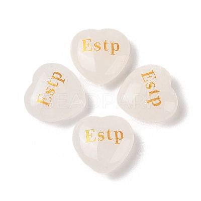 Natural Quartz Crystal Heart Engraving MBTI Figurines Statues for Home Office Desk Decorations G-K353-05J-1