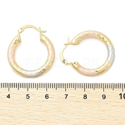Brass Two Tone Twist Hoop Earrings EJEW-B117-06B-M-1