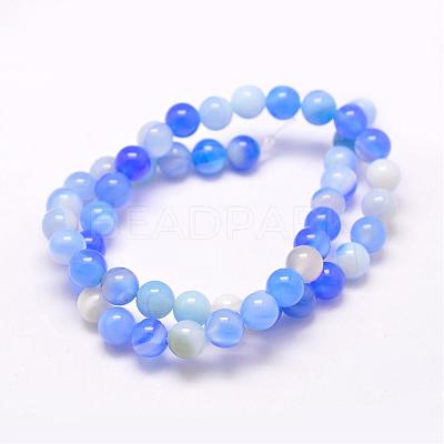 Natural Striped Agate/Banded Agate Bead Strands G-G962-10mm-13-1