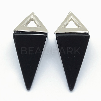 Natural Obsidian Pendants KK-E757-D-10P-1
