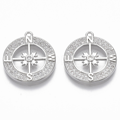 Brass Micro Pave Cubic Zirconia Pendants KK-R130-016P-NF-1