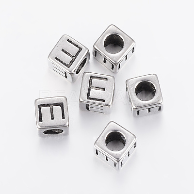 304 Stainless Steel Large Hole Letter European Beads STAS-H428-01AS-E-1