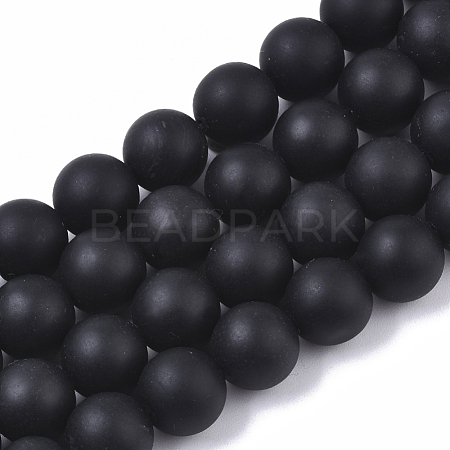 Natural Black Stone Bead Strands G-R193-01-10mm-1