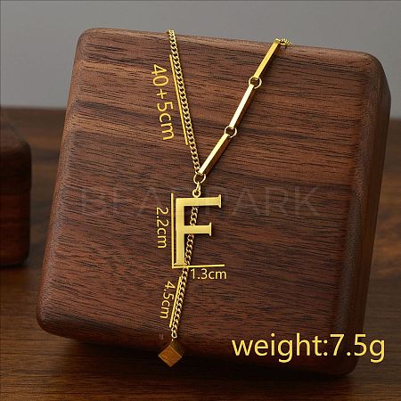 304 Stainless Steel Initial Pendant with Dice Tassel Necklaces FS-WGD823D-06-1