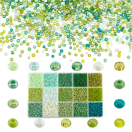   12000Pcs 15 Style 12/0 Opaque Glass Seed Beads SEED-PH0001-61-1