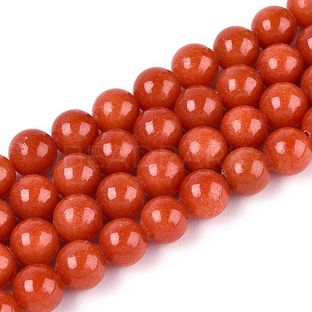 Dyed Natural Mashan Jade Round Beads Strands G-T139-8mm-67C-1