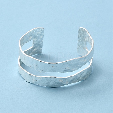 Rack Plating Brass Open Cuff Bangle for Women BJEW-A137-01S-1