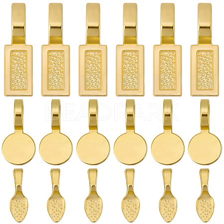 120Pcs 3 Styles Alloy Glue On Flat Pad Pendant Bails FIND-SP0005-11-1