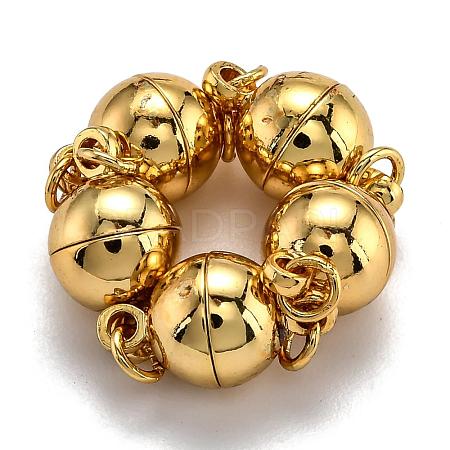 Rack Plating Brass Magnetic Clasps with Loops KK-F801-03B-G-1