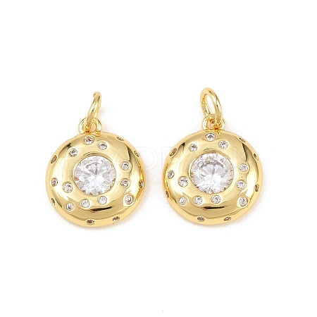 Brass Micro Pave Clear Cubic Zirconia Charms KK-H292-04G-1