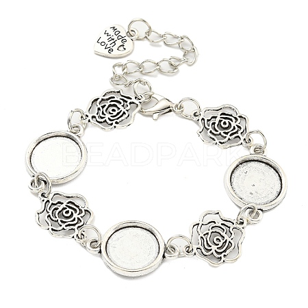 Antique Silver Plated Alloy Link Chain Bracelet Making MAK-K023-03F-AS-1