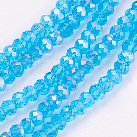 Electroplate Glass Faceted Rondelle Beads Strands X-EGLA-D020-4x3mm-41-1