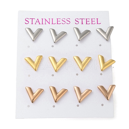 PVD Vacuum Plating 304 Stainless Steel Stud Earring EJEW-C099-03MC-1