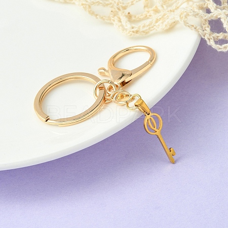 304 Stainless Steel Initial Letter Key Charm Keychains KEYC-YW00004-17-1