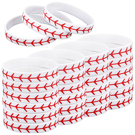 Softball Theme Silicone Cord Bracelet Wristband BJEW-WH0020-50-1