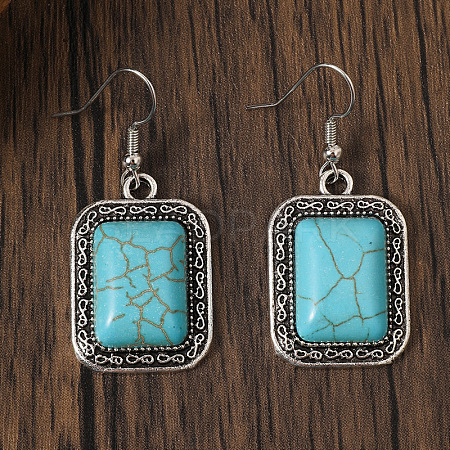 Bohemian Retro Style Synthetic Turquoise & Alloy Dangle Earrings WGF64B3-01-1