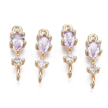 Brass Micro Pave Cubic Zirconia Links Connectors X-KK-R111-007-A05-1