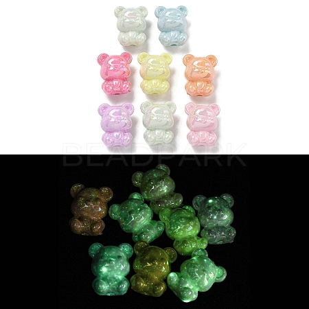 Luminous UV Plating Rainbow Iridescent Opaque Acrylic Beads OACR-E041-20-1