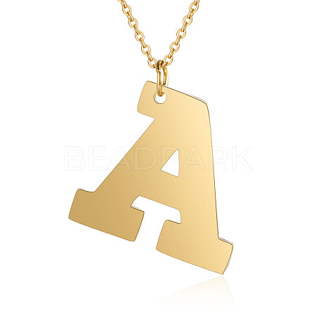 201 Stainless Steel Initial Pendants Necklaces NJEW-S069-JN006-A-1