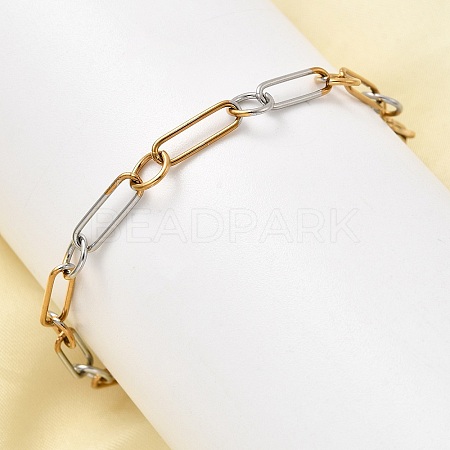 304 Stainless Steel Oval Link Chain Bracelets for Women BJEW-D377-01B-1