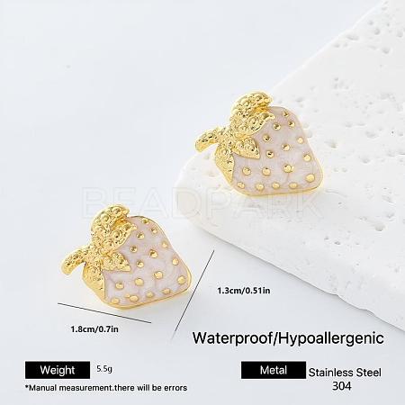 304 Stainless Steel Enamel Stud Earrings for Women GP7417-4-1