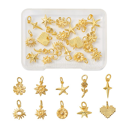 Craftdady 20Pcs 10 Style Brass Charms KK-CD0001-24-1