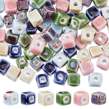 72Pcs 6 Colors Handmade Porcelain Beads PORC-DC0001-12-1