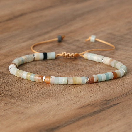 Natural Amazonite Beaded Braided Bracelets QH4784-9-1