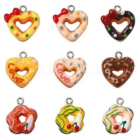 45Pcs 9 Styles Opaque Resin Pendants CRES-CJ0001-78-1