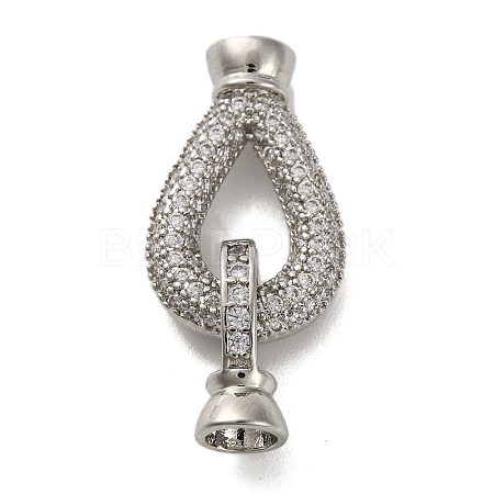 Brass Micro Pave Clear Cubic Zirconia Fold Over Clasps KK-A230-09P-1