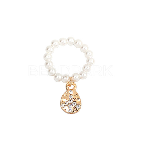 Plastic Imitation Pearl & Alloy & Crystal Rhinestone Finger Rings FS-WG241E1-17-1