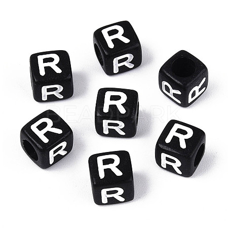 Initial Acrylic Horizontal Hole Beads X-OACR-ZX006-35R-1