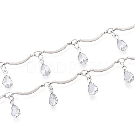 Brass Glass Scalloped Bar Chains CHC-T018-07P-1