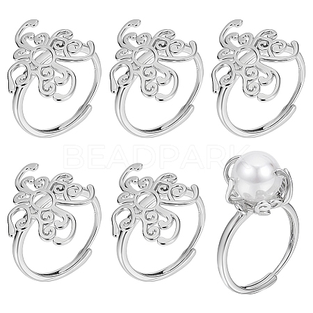 6Pcs Adjustable Brass Ring Components FIND-PH0038-31B-1
