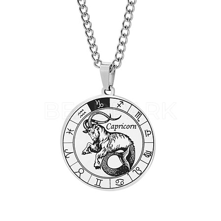 Non-Tarnish Unisex 201 Stainless Steel Constellation Pendant Necklaces NJEW-T011-LA721-10-1