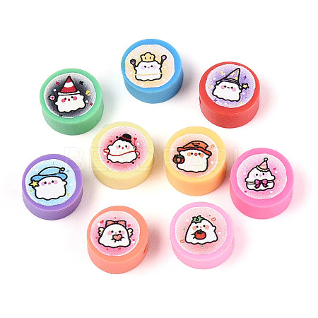 Printed Handmade Polymer Clay Beads CLAY-T022-12J-1