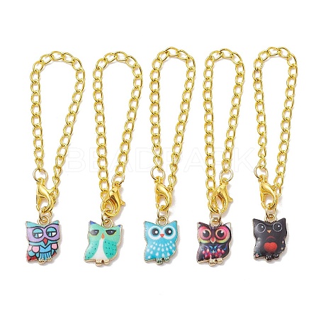 Owl Alloy Pendants Decorations HJEW-JM01865-1