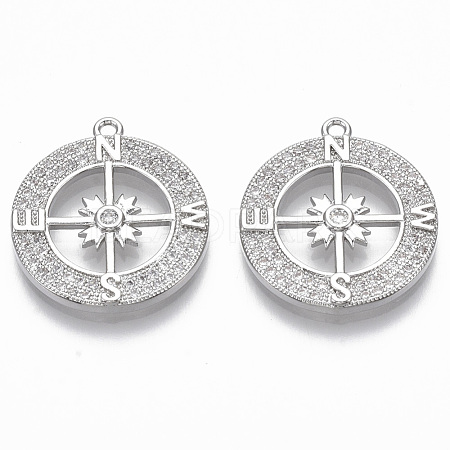 Brass Micro Pave Cubic Zirconia Pendants KK-R130-016P-NF-1