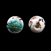 Floral Printed Porcelain Beads X-PORC-Q199-8mm-17-4