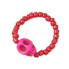 7Pcs Glass Seed & Dyed Synthetic Turquoise Finger Rings for Women RJEW-TA00209-4