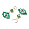 Glass Seed Bead Evil Eye Hoop Earrings EJEW-MZ00272-02-4