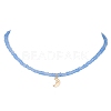 2Pcs 2 Style Moon & Star Brass & Glass Seed Beaded Necklace Set for Women NJEW-JN04394-3