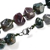 Natural Indian Agate Nuggets Beaded Necklaces for Women Men NJEW-K388-01T-3