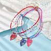 304 Stainless Steel Enamel Heart Pendant Necklace with Glass Beaded Chains NJEW-JN04465-2